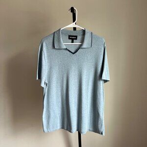 BONOBOS Blue Cotton Linen Blend Slim Polo Shirt Size L